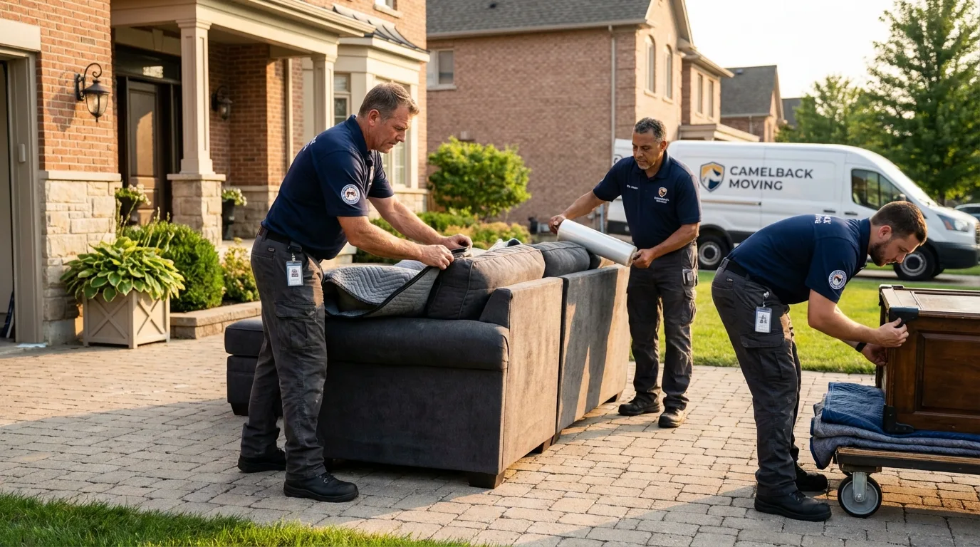 Large estate moving crew wrapping furniture in Blountsville, AL