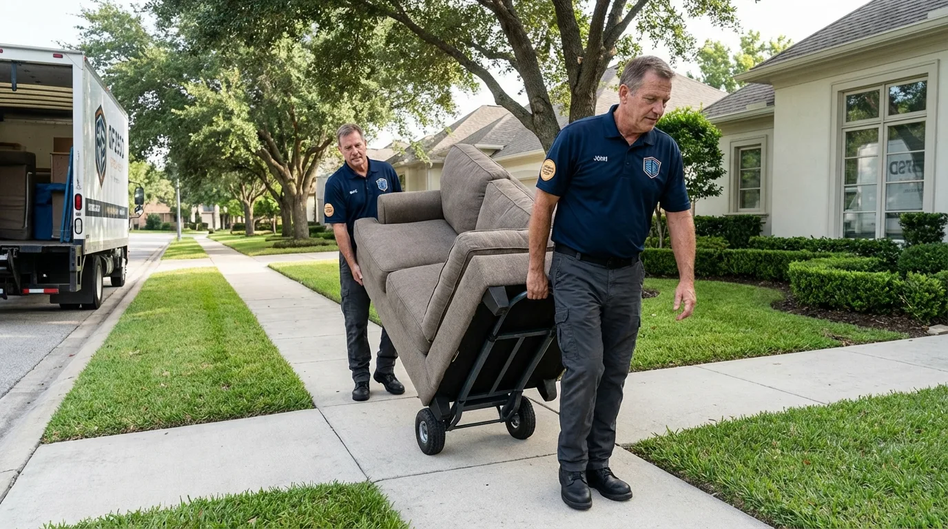 Local residential moving crew loading furniture in Blountsville, AL