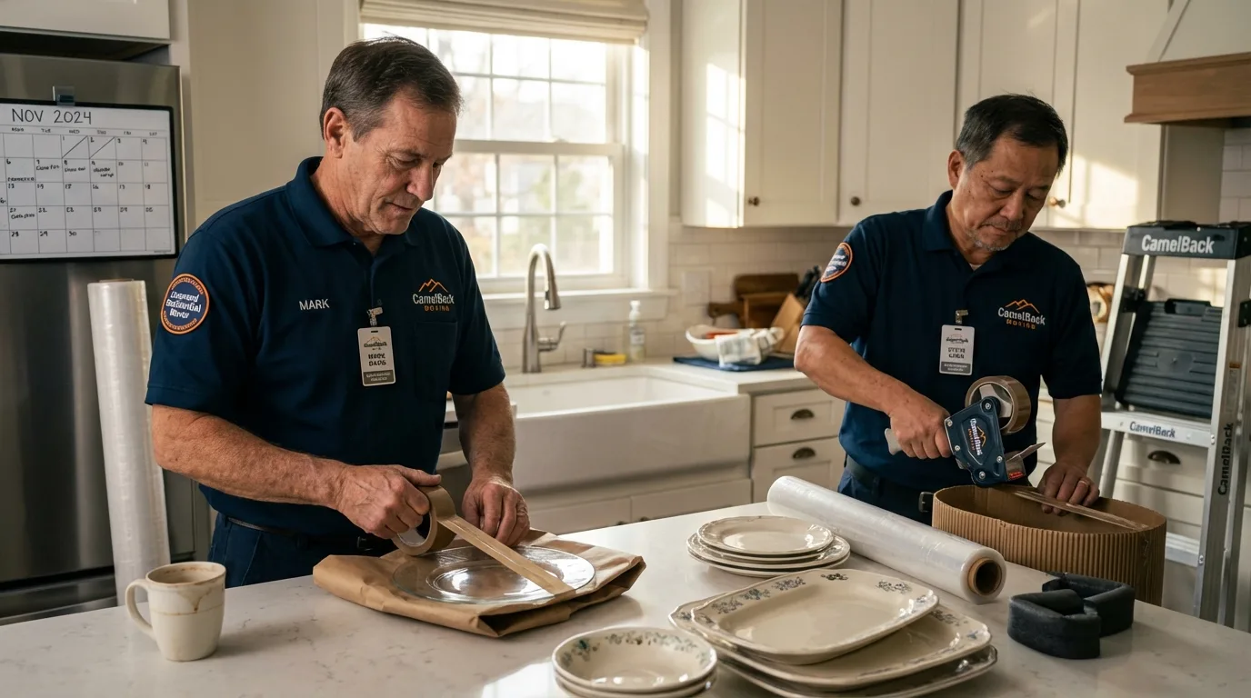 Professional crew packing kitchen dishware in Blountsville, AL