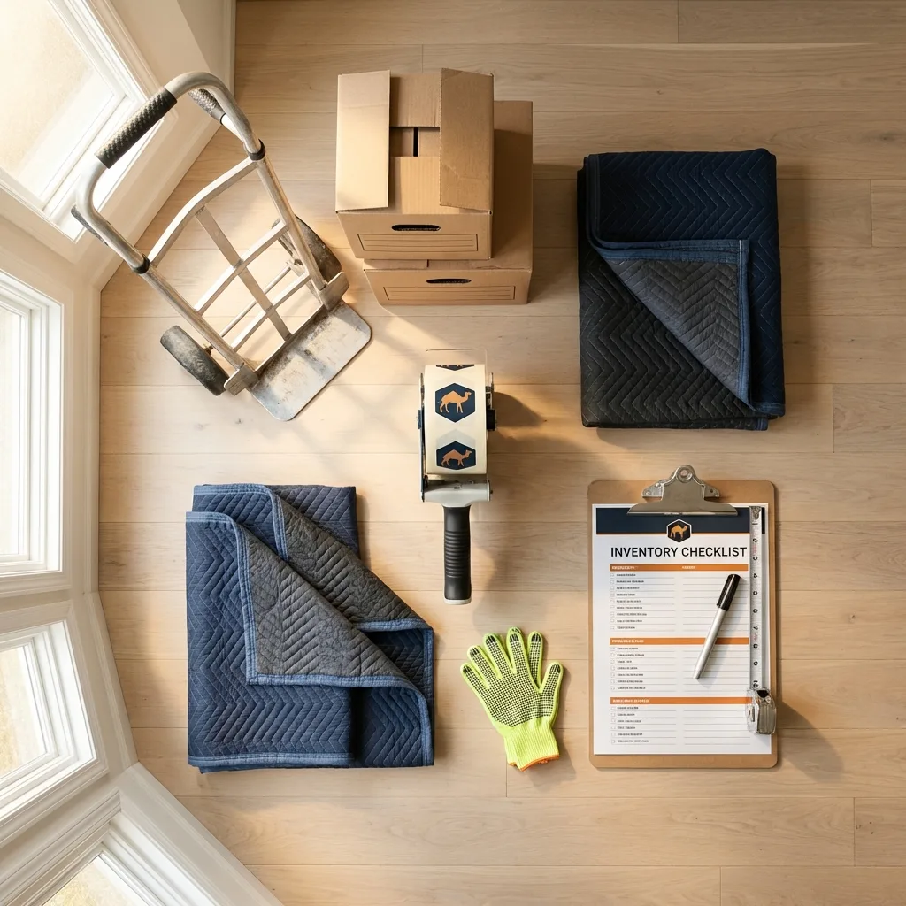 Professional moving supplies and packing materials layout for Blountsville residential relocations